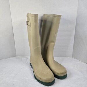 Oakiwear Ox Bow Beige Turquoise Waterproof Rain Boot Womens Size 9